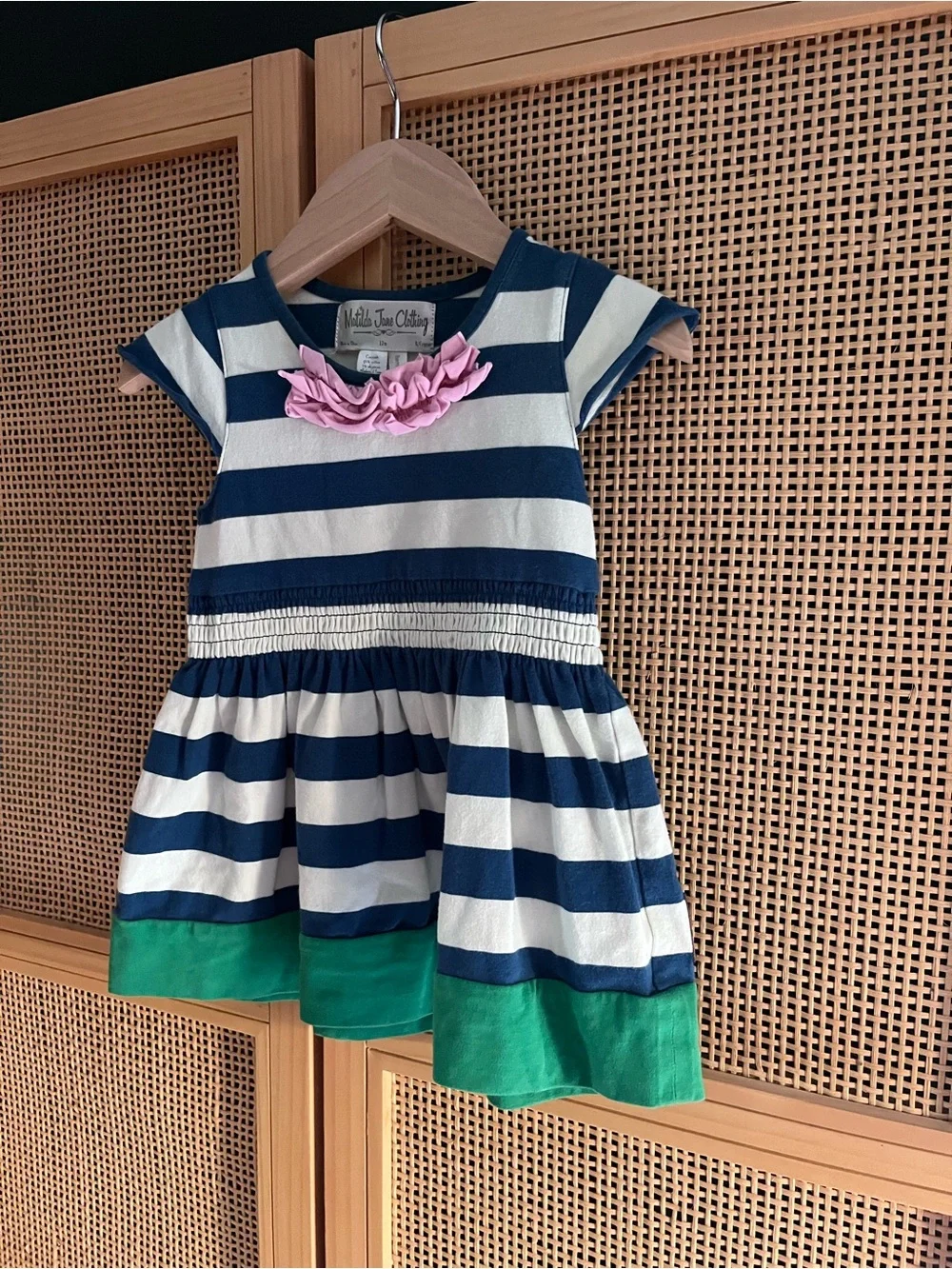 Matilda Jane 12M Striped Dress with Pink Ruffle